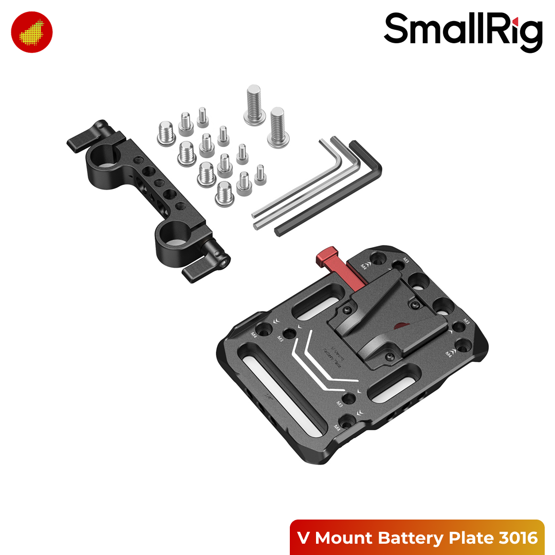 SmallRig V Mount Battery Plate with Dual 15mm Rod Clamp - 3016