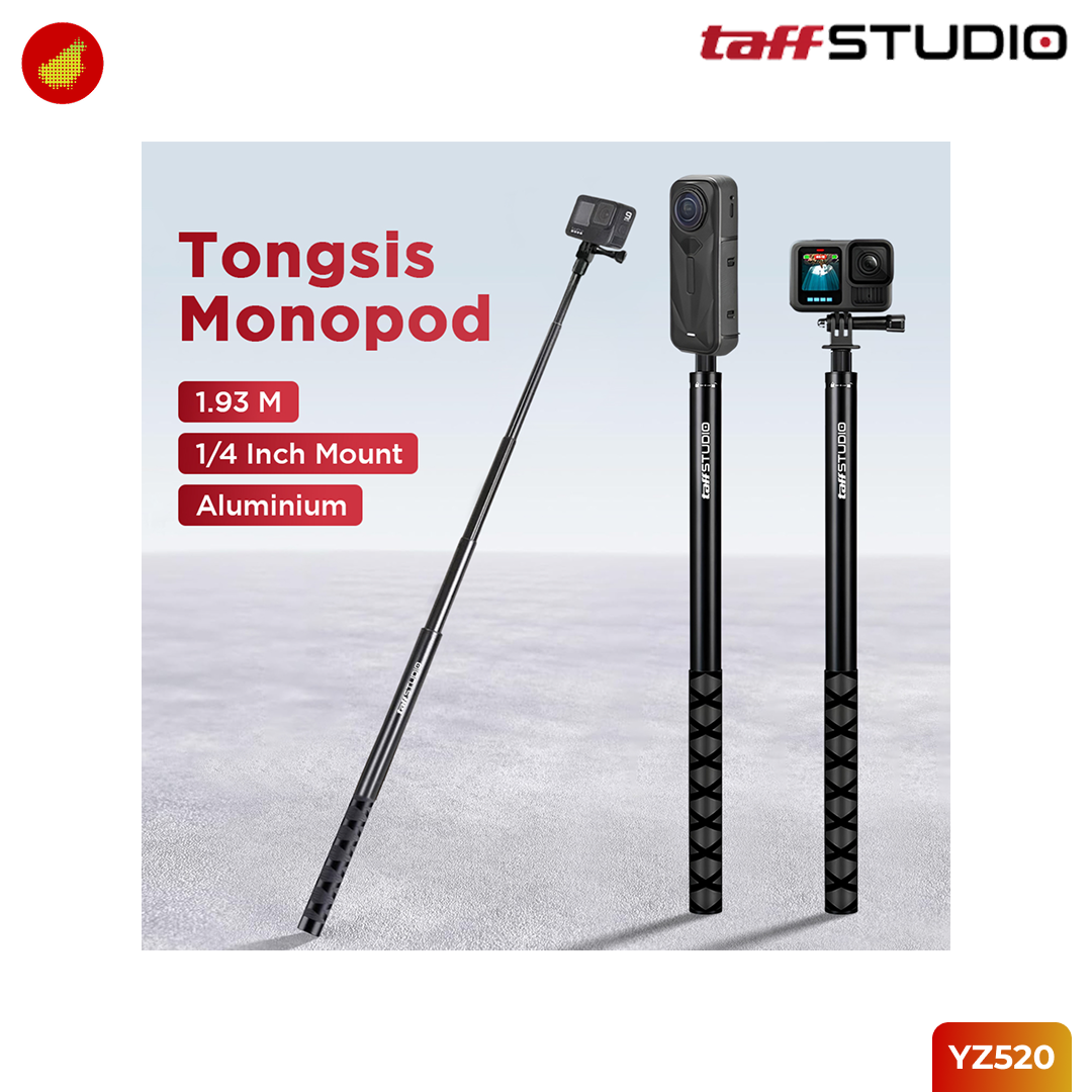 TaffSTUDIO Selfie Stick 1.93 Meter Tongsis Selfie Stick Ultra Long Invisible For Insta360 |GoPro | DJI