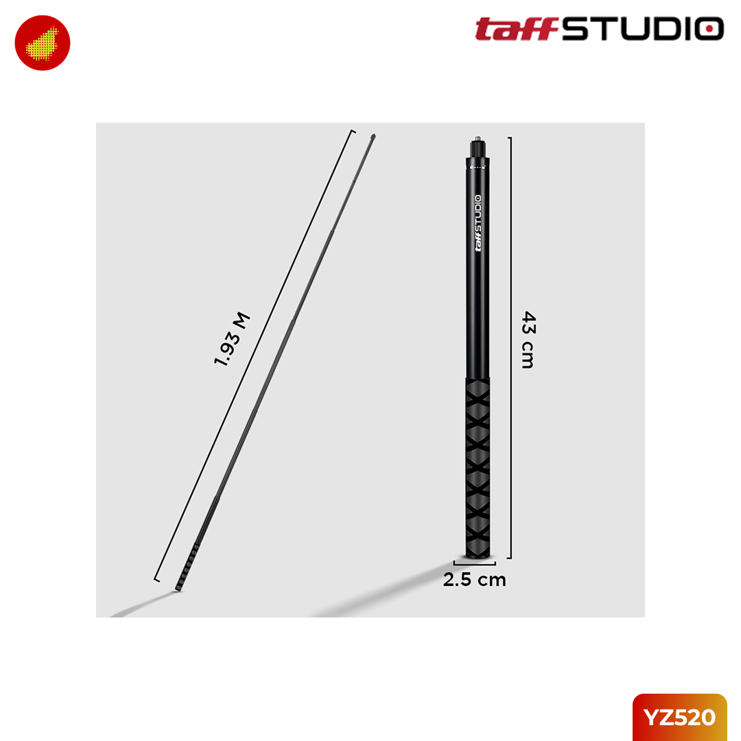 TaffSTUDIO Selfie Stick 1.93 Meter Tongsis Selfie Stick Ultra Long Invisible For Insta360 |GoPro | DJI
