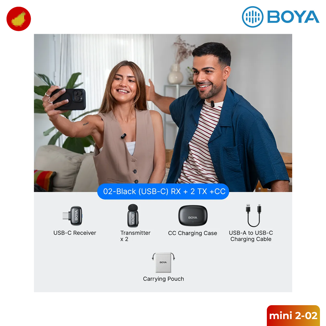 BOYA mini 2-02 (2 TX + USB-C RX + Charging Case)